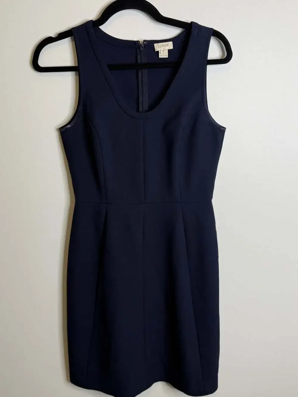J. Crew Navy Scoop Neck Midi Sheath Dress size 2
